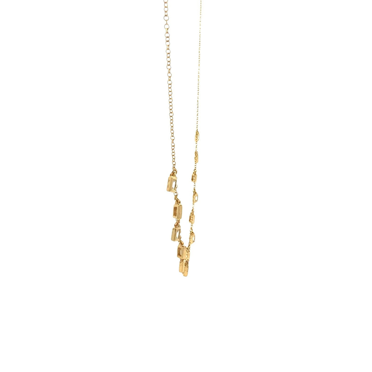 14k Yellow Gold Baguette 0.42cttw Diamond Cascade Charm Necklace 18"4