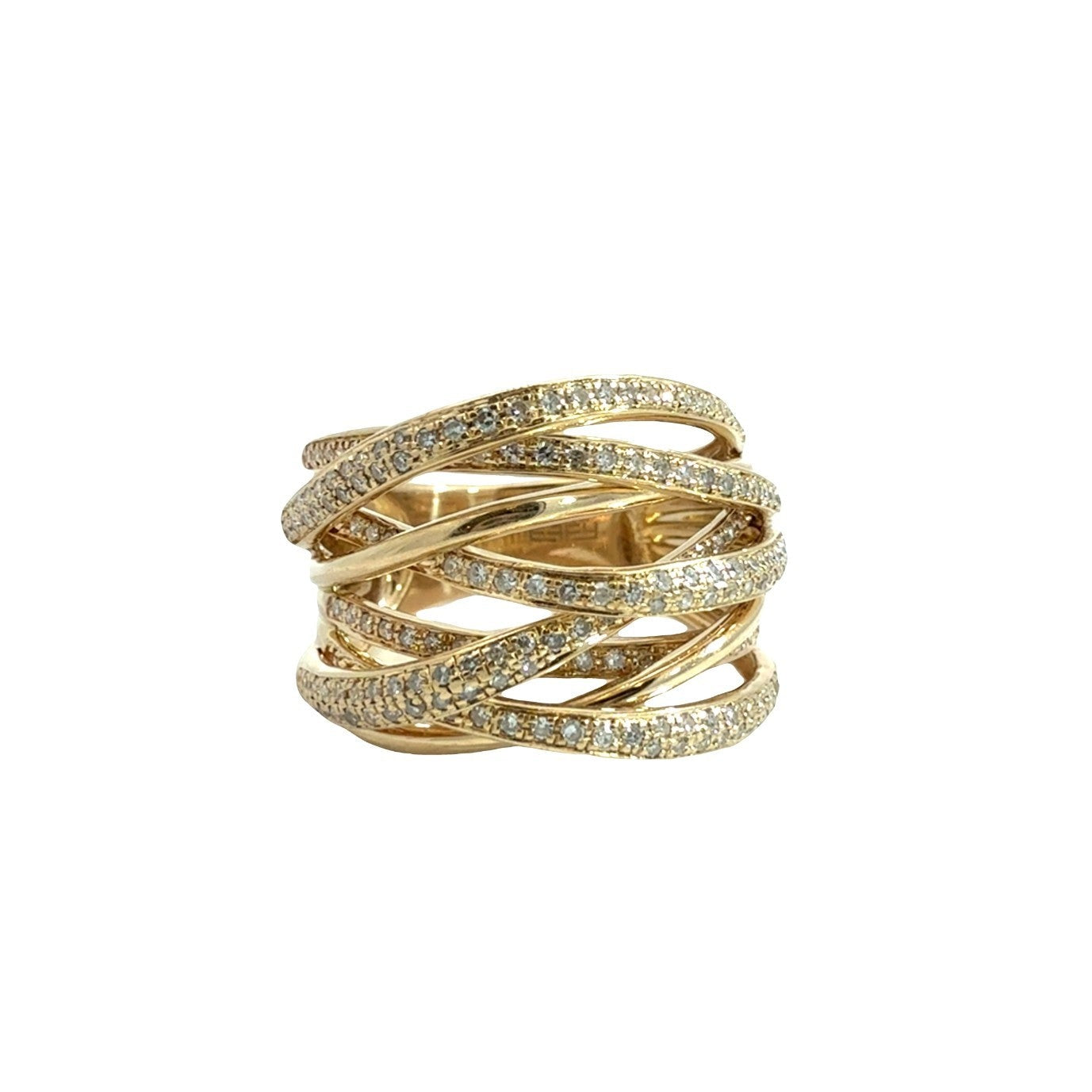 Effy 14k Yellow Gold & 0.90cttw Diamond Layered Crossover Ring Size 70