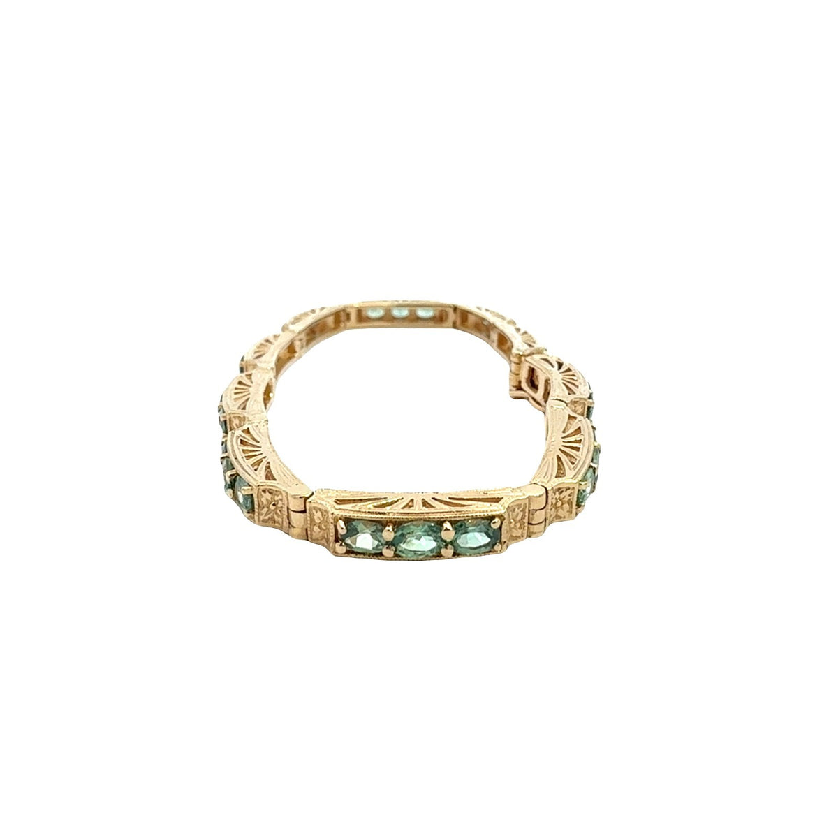 Vintage 14k Yellow Gold Stamped 5.64cttw Chrysoberyl Link Bracelet4