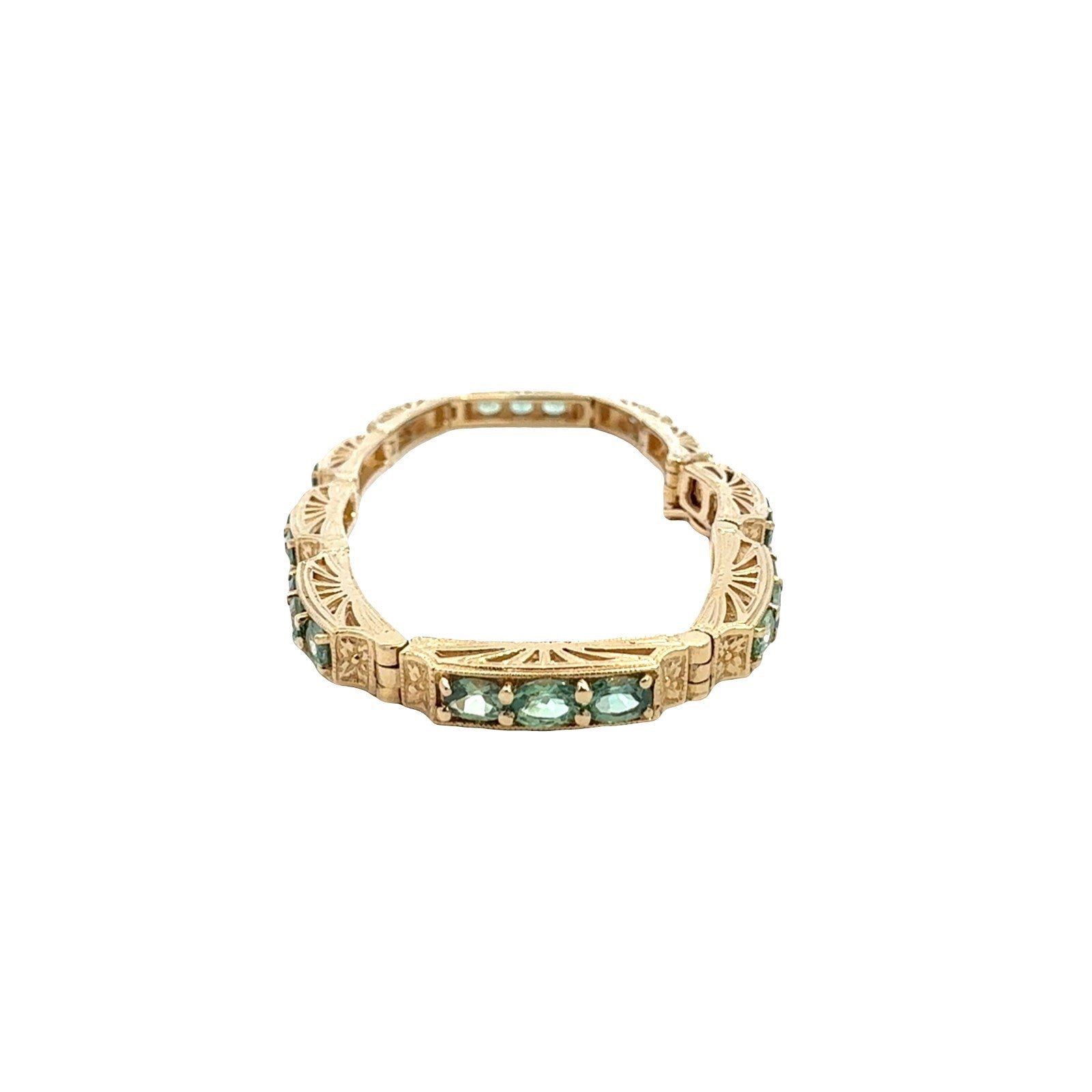 Vintage 14k Yellow Gold Stamped 5.64cttw Chrysoberyl Link Bracelet4