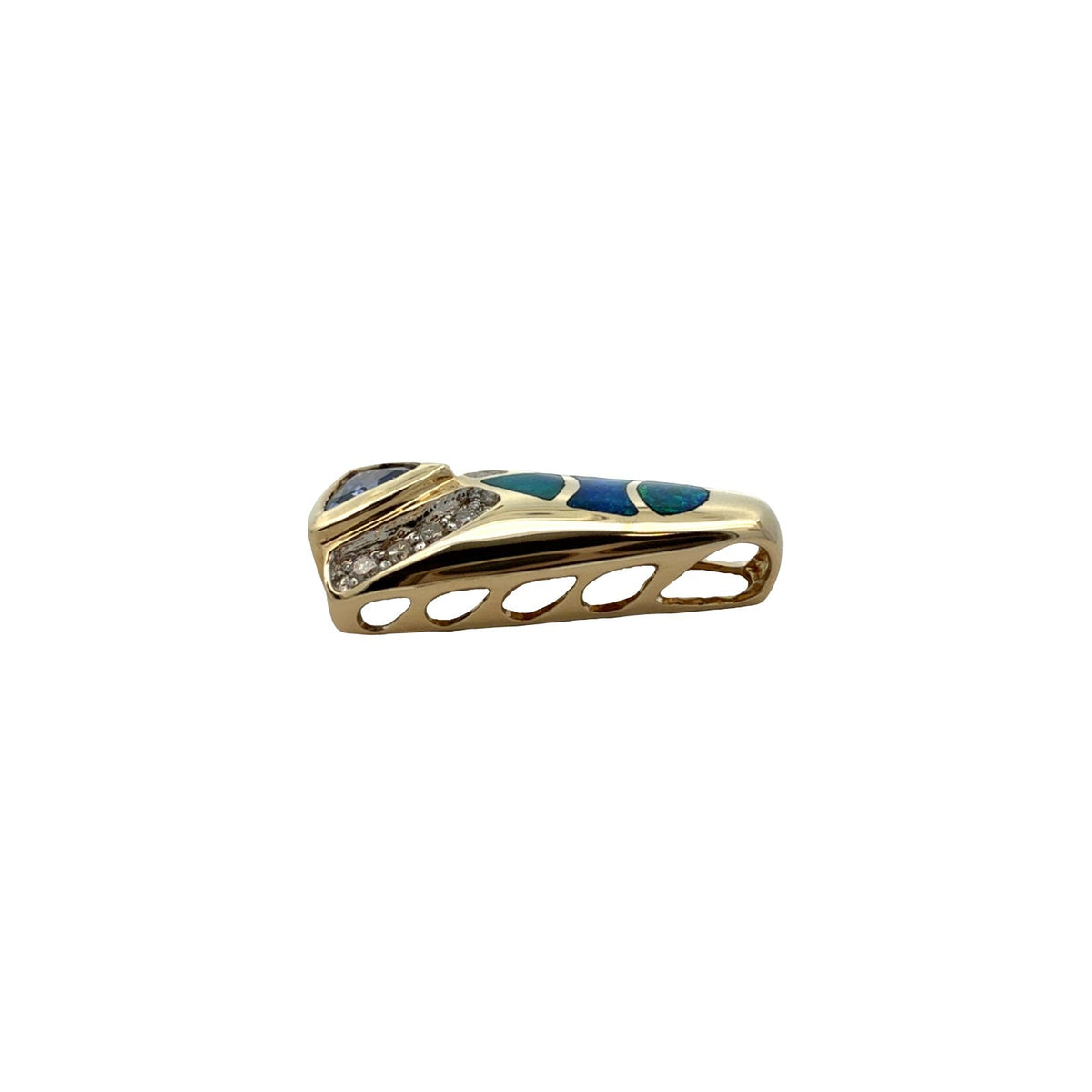 14k Yellow Gold 0.49tcw Tanzanite 0.14cttw Diamond & Opal Inlay Pendant4