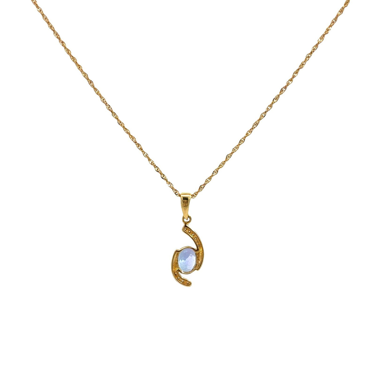 18k Yellow Gold 1.11tcw Tanzanite & 0.07cttw Diamond Swirl Pendant Necklace 16"3