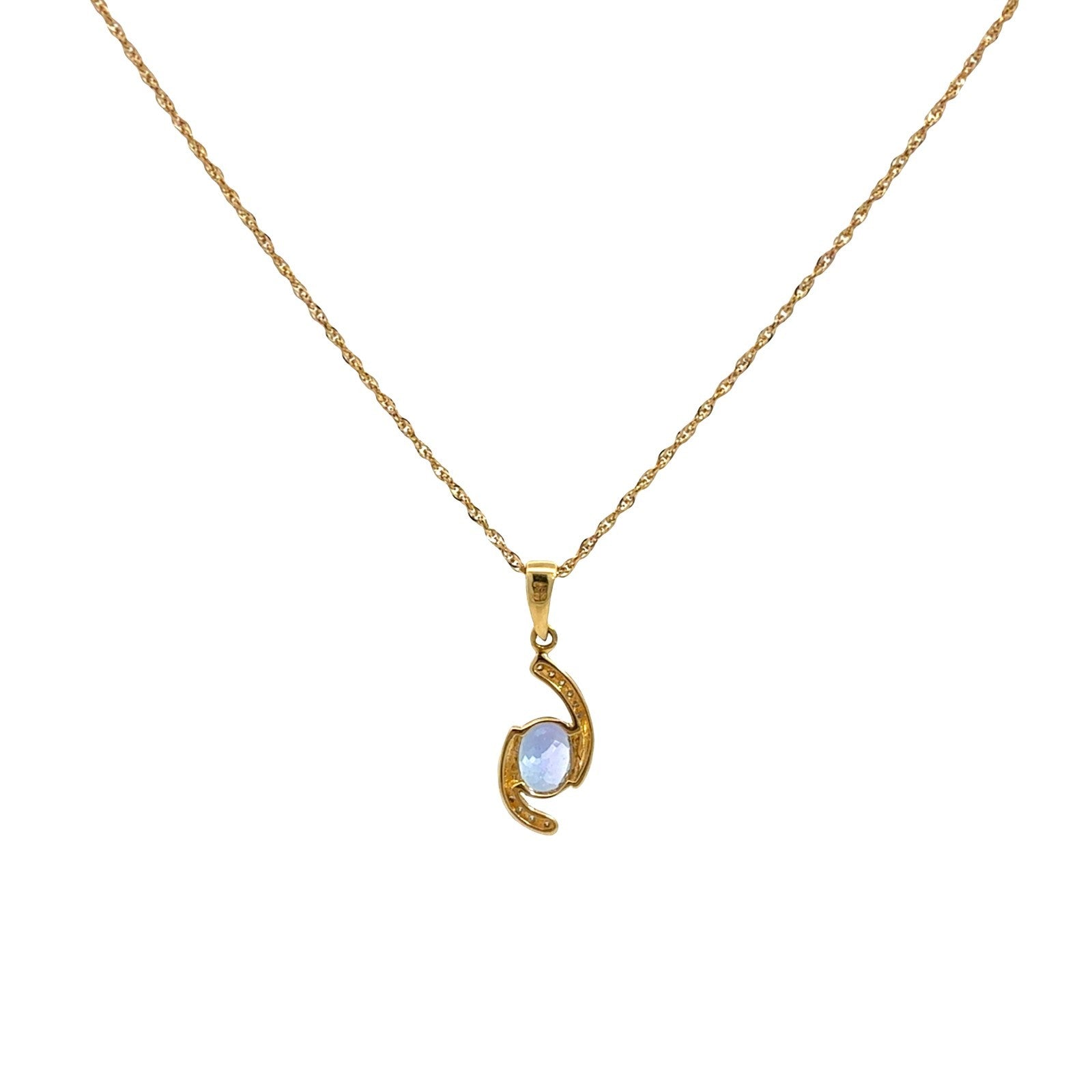 18k Yellow Gold 1.11tcw Tanzanite & 0.07cttw Diamond Swirl Pendant Necklace 16"3