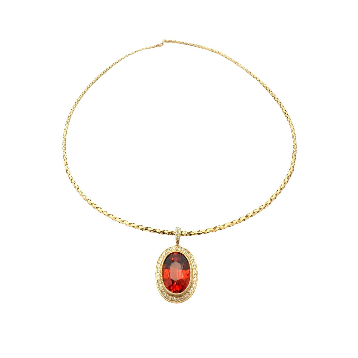 14k Yellow Gold 3.47tcw Oval Citrine and 0.22cttw Diamond Pendant Necklace1