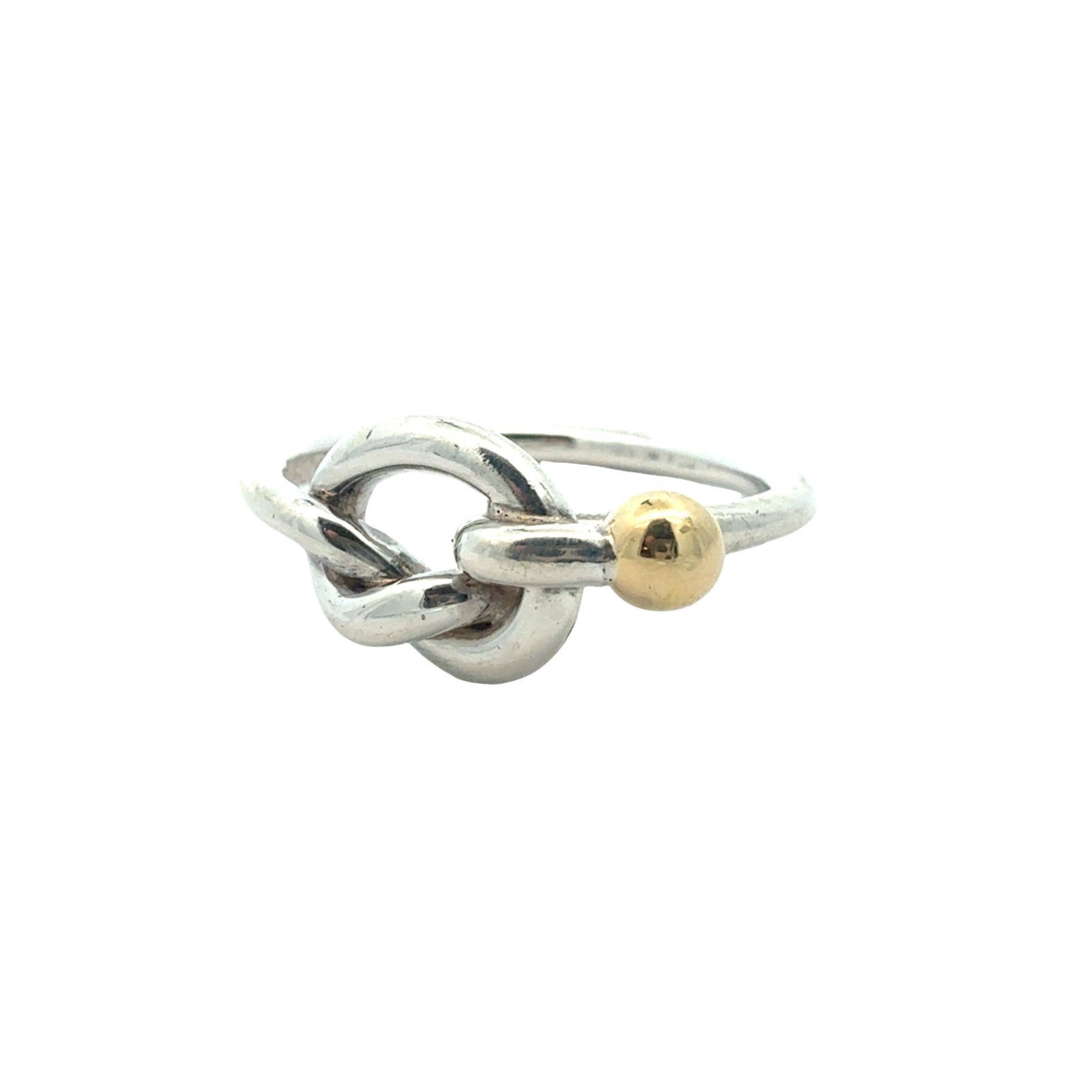 Tiffany&Co. Sterling Silver and 18k Yellow Gold Love Knot Ring2