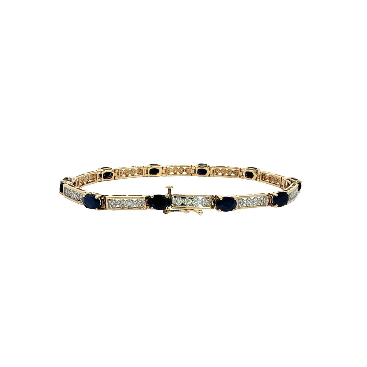 10k Yellow Gold 5.48cttw Sapphire and 0.13cttw Diamond Bracelet5