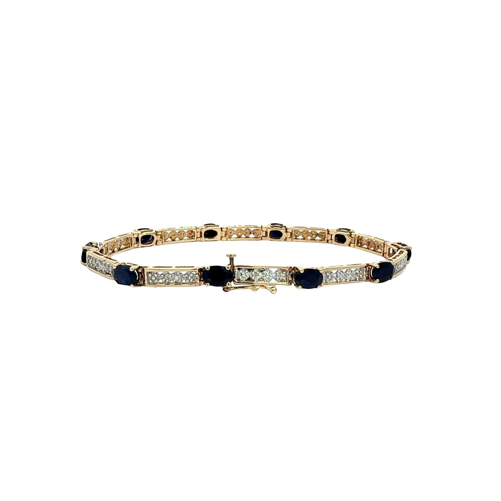 10k Yellow Gold 5.48cttw Sapphire and 0.13cttw Diamond Bracelet5