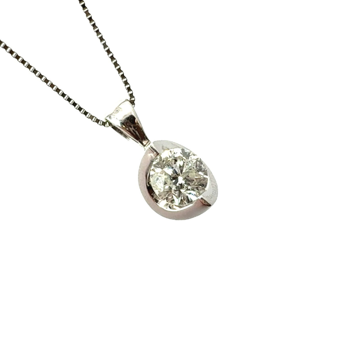 14k White Gold Solitaire 0.52ctw Diamond Pendant Necklace1