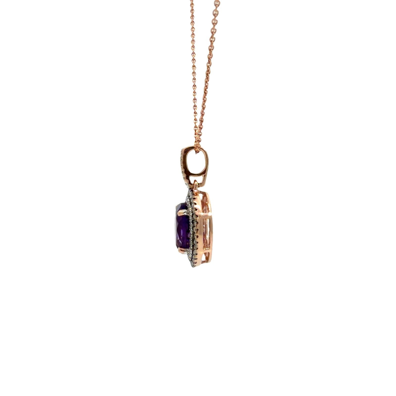 14k Rose Gold Chain Necklace with (2.19ctw) Amethyst and (0.36ctw) Diamond2