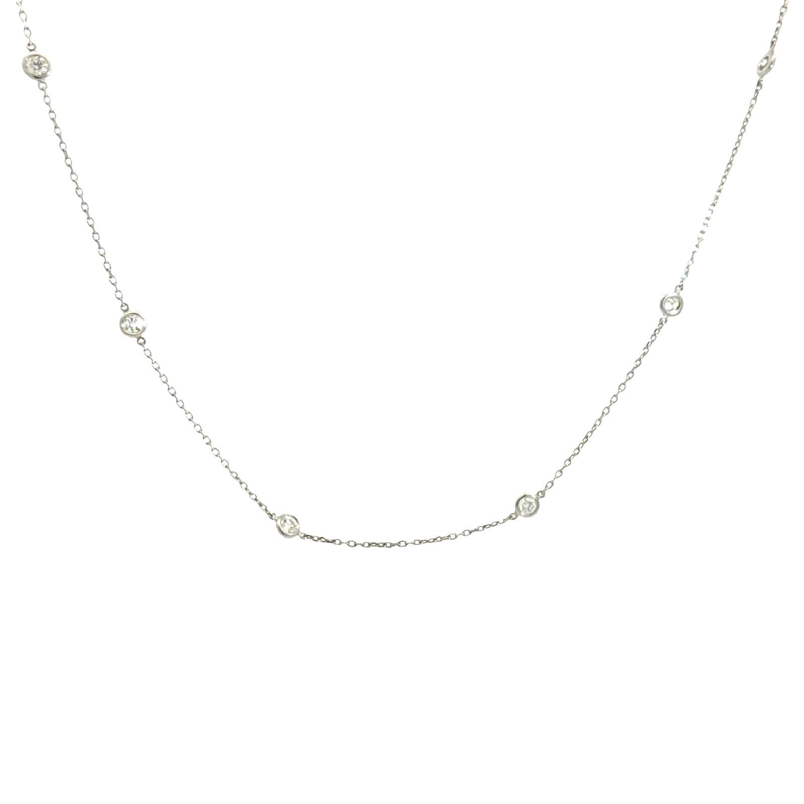 The Jewel Box 14k White Gold 1.00cttw Bezel Diamond Station Necklace