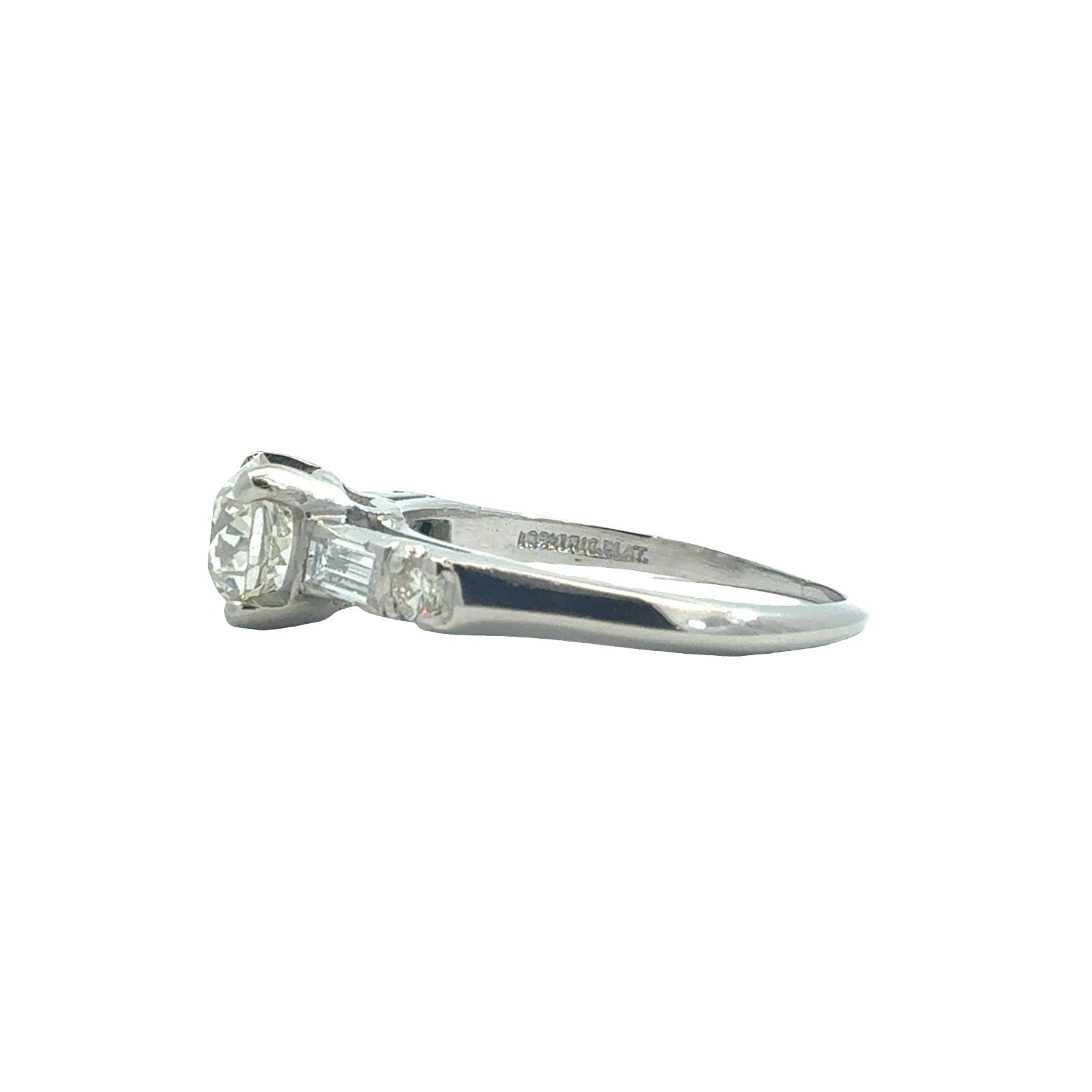 Platinum 1.49ctw(1.11ctw) Euro Cut Diamond Engagement Ring5