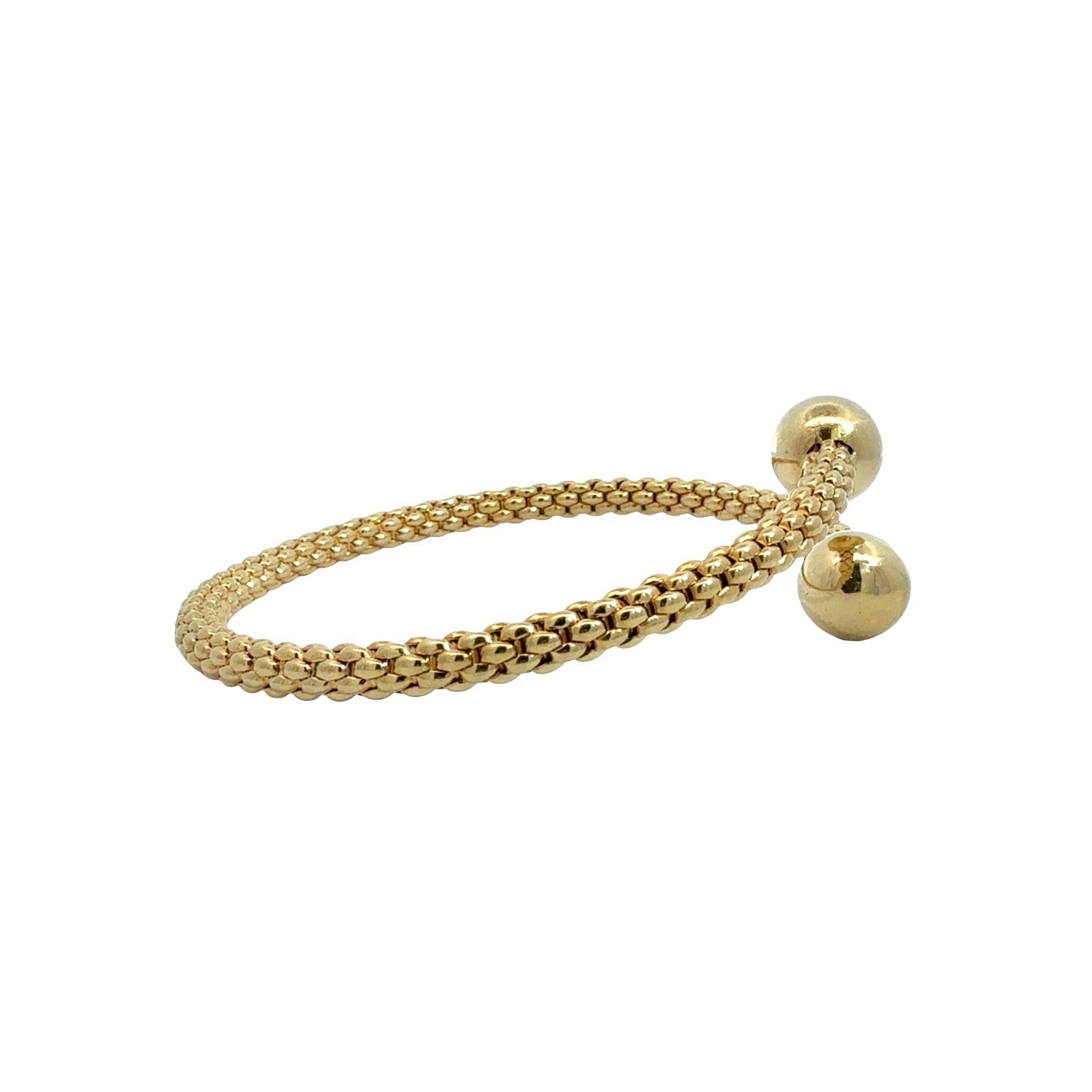 Fope 18k Yellow Gold Textured Flexible Bypass Bangle Bracelet 6.75"2