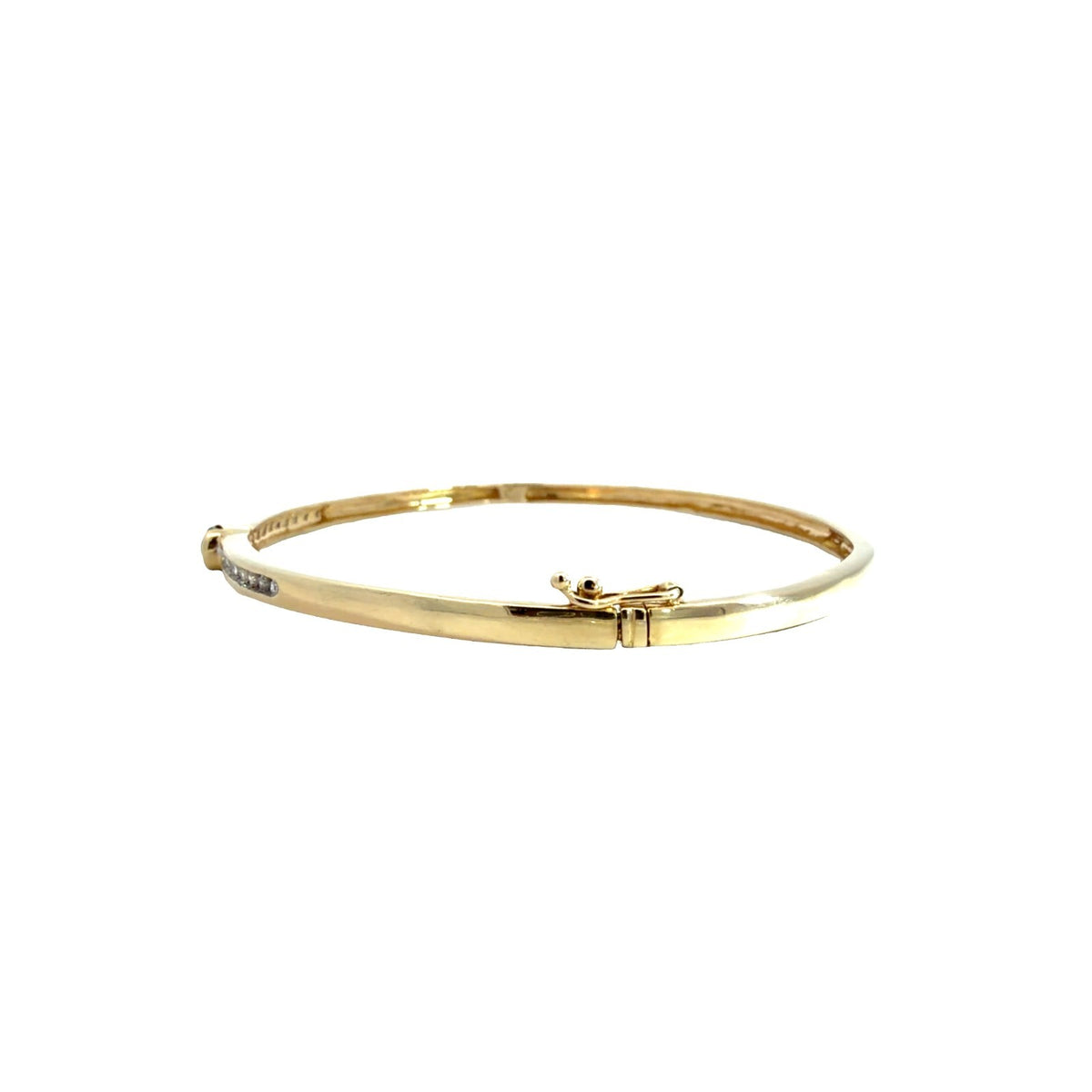 14k Yellow Gold Stamped 0.42cttw Blue Sapphire & 0.18ctw Diamond Bangle 7.5"4