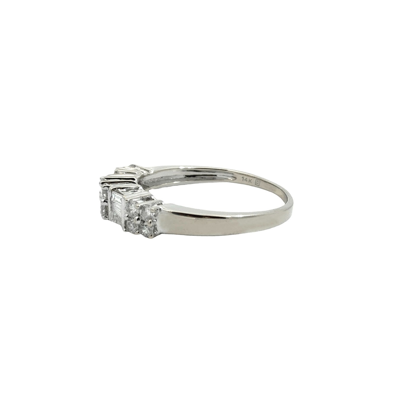 14k White Gold 0.52cttw Diamond Baguette and Round Anniversary Band Ring5