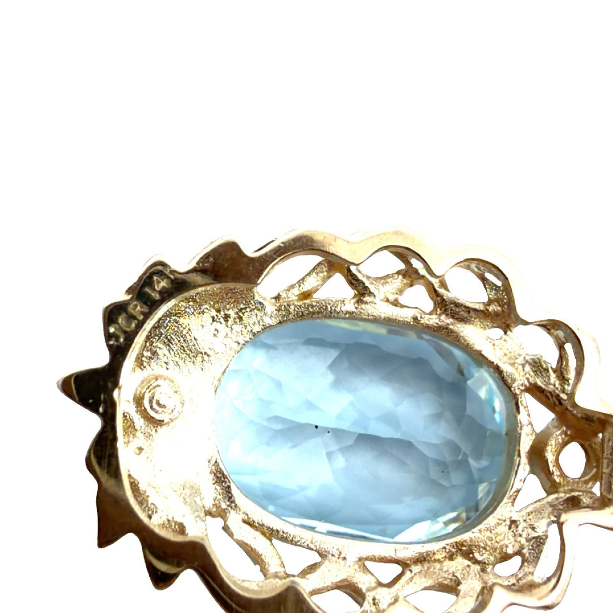 14k Yellow Gold 4.69tcw Aquamarine & 0.09tcw Diamond Oval Pendant Necklace4