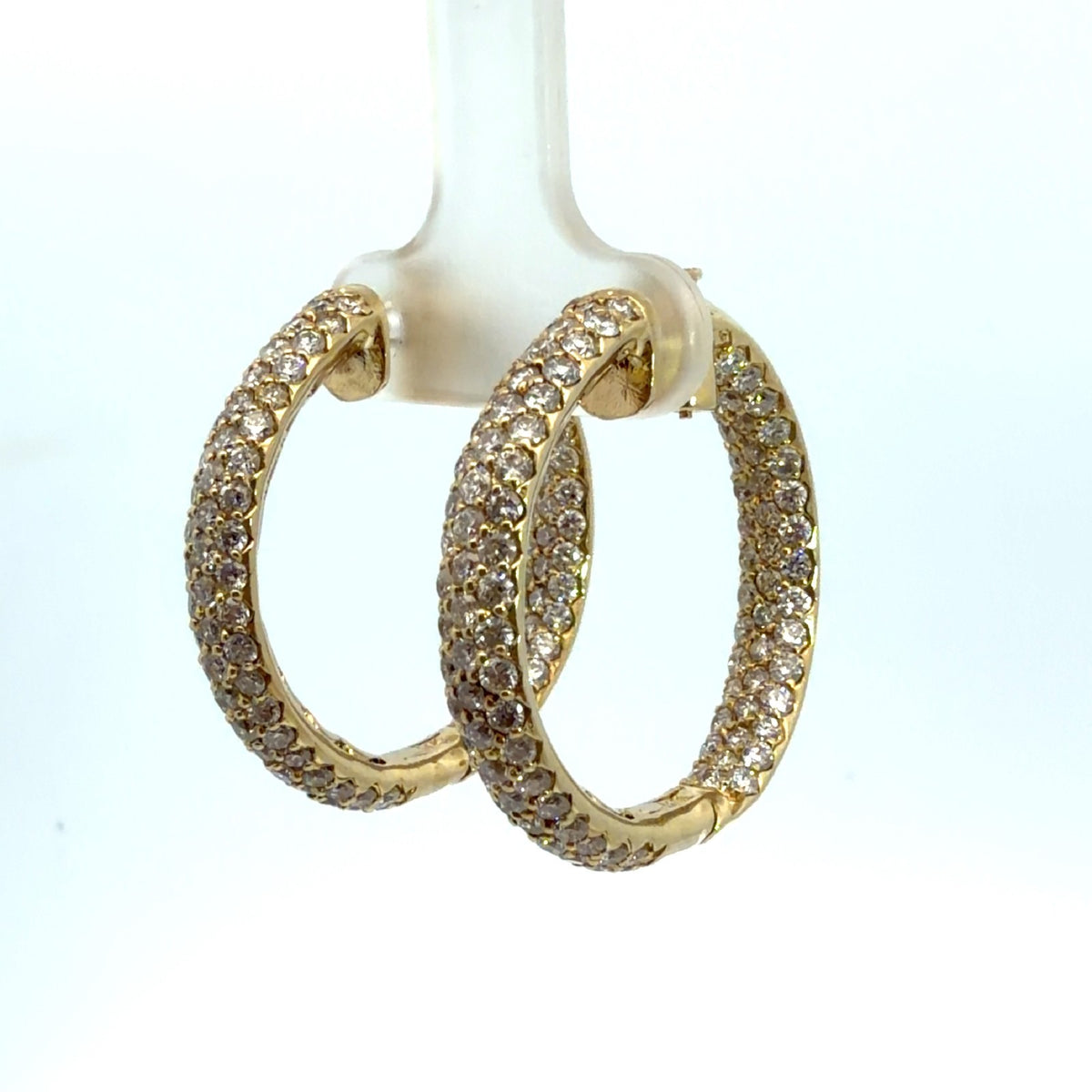 14k Yellow Gold Inside Out 3.89ctw Diamond Hoop Earrings1