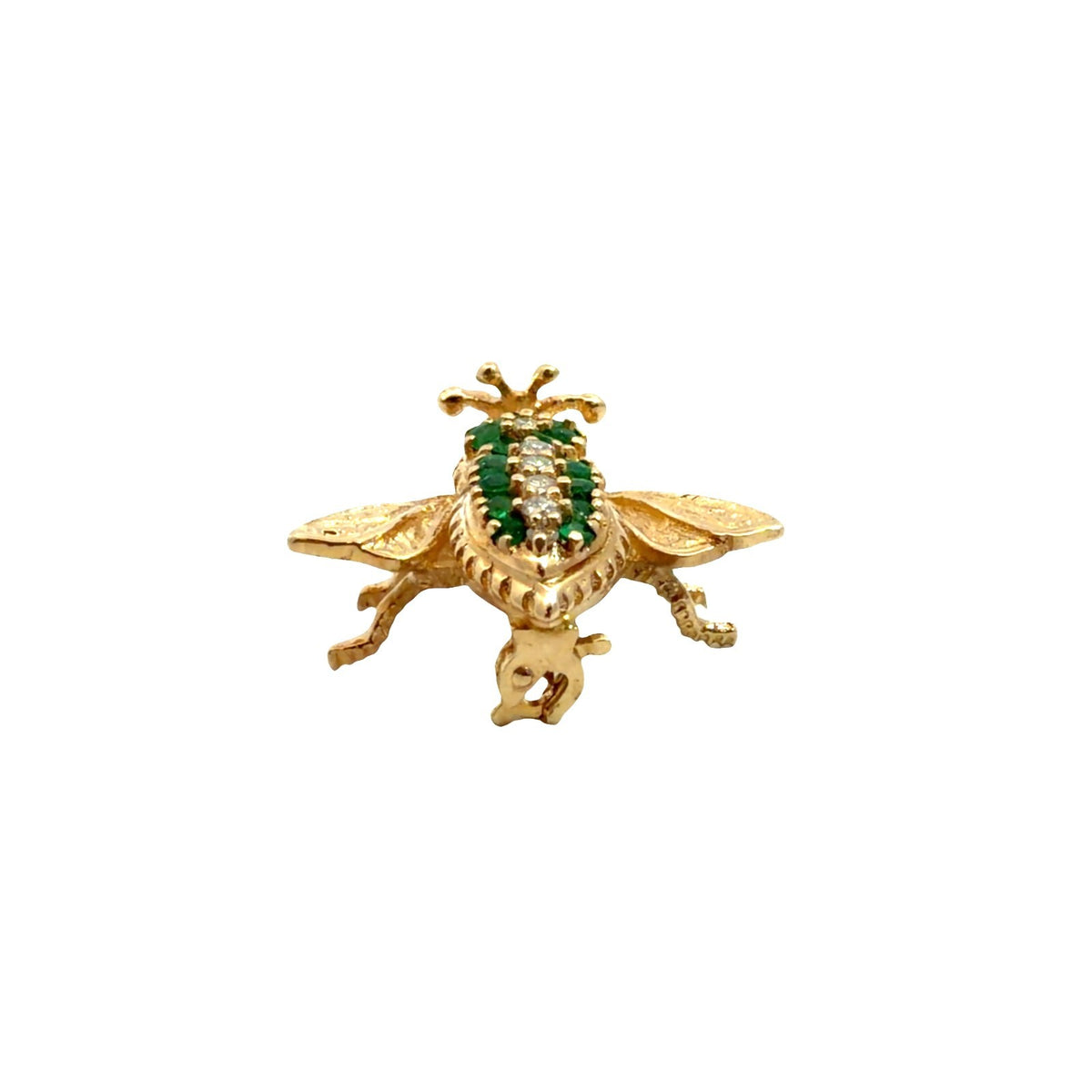 Vintage EMA Yellow Gold 0.14ctw Emerald & 0.09ctw Diamond Bug Brooch3
