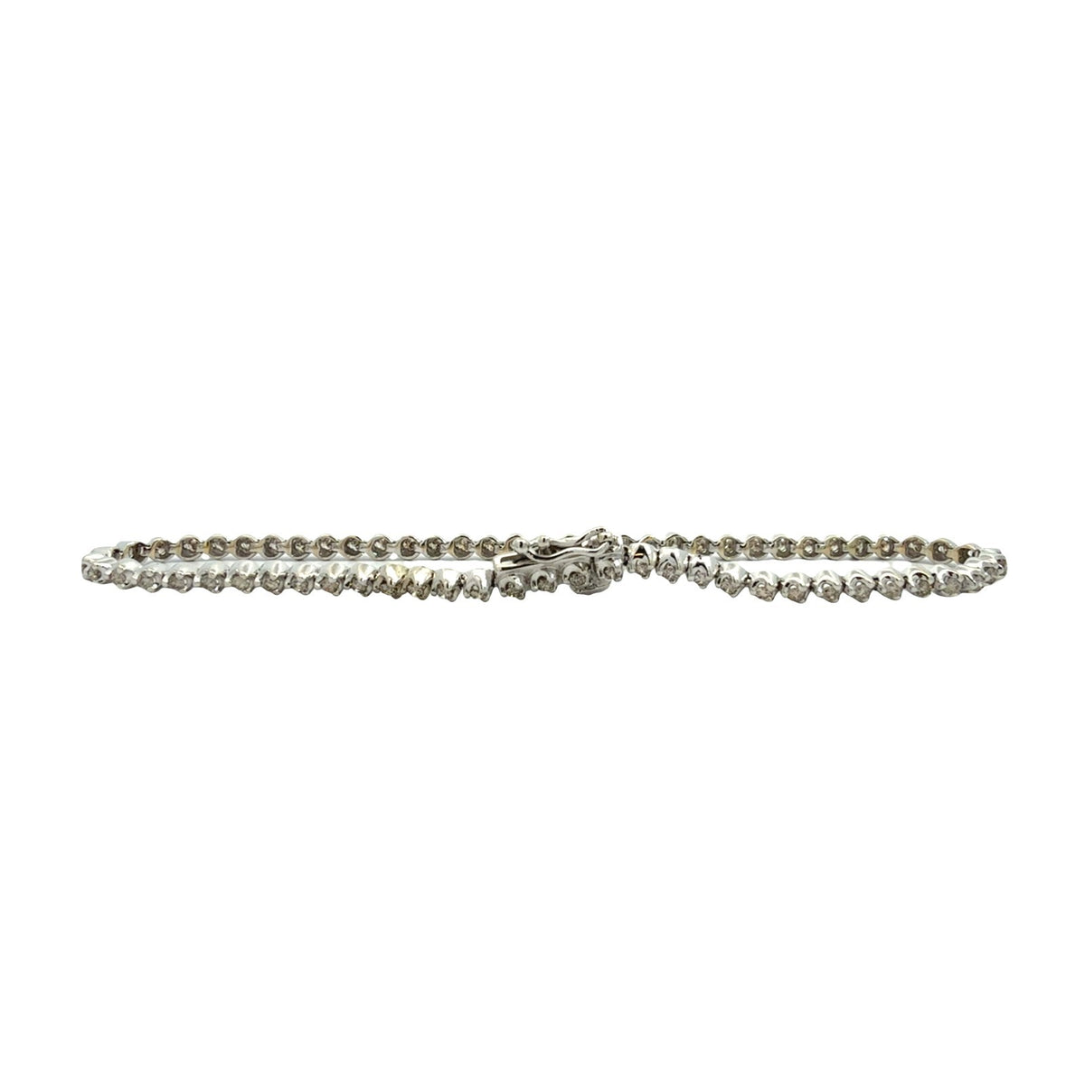 10k White Gold and Round Brilliant 1.24cttw Diamond Tennis Bracelet3