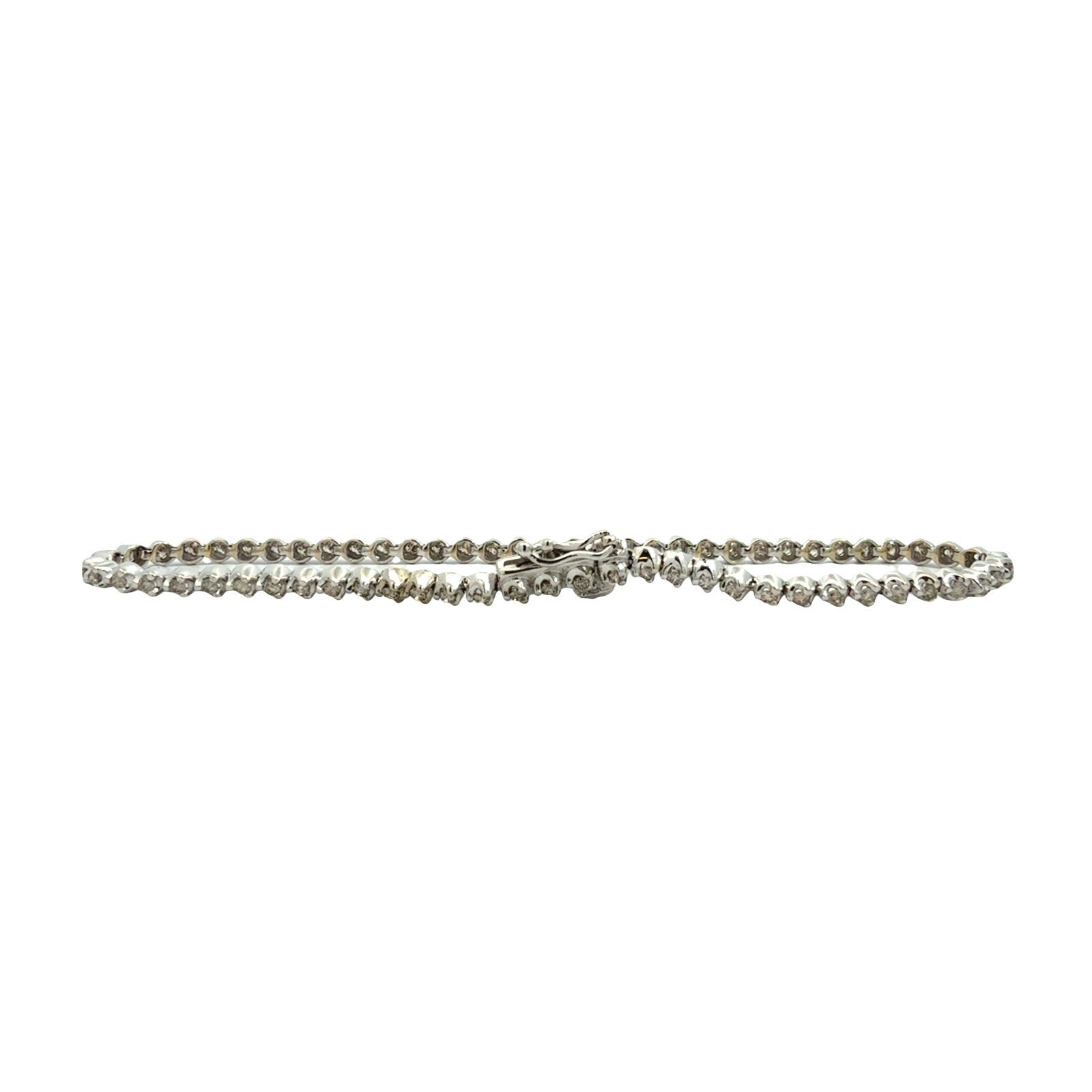 10k White Gold and Round Brilliant 1.24cttw Diamond Tennis Bracelet3