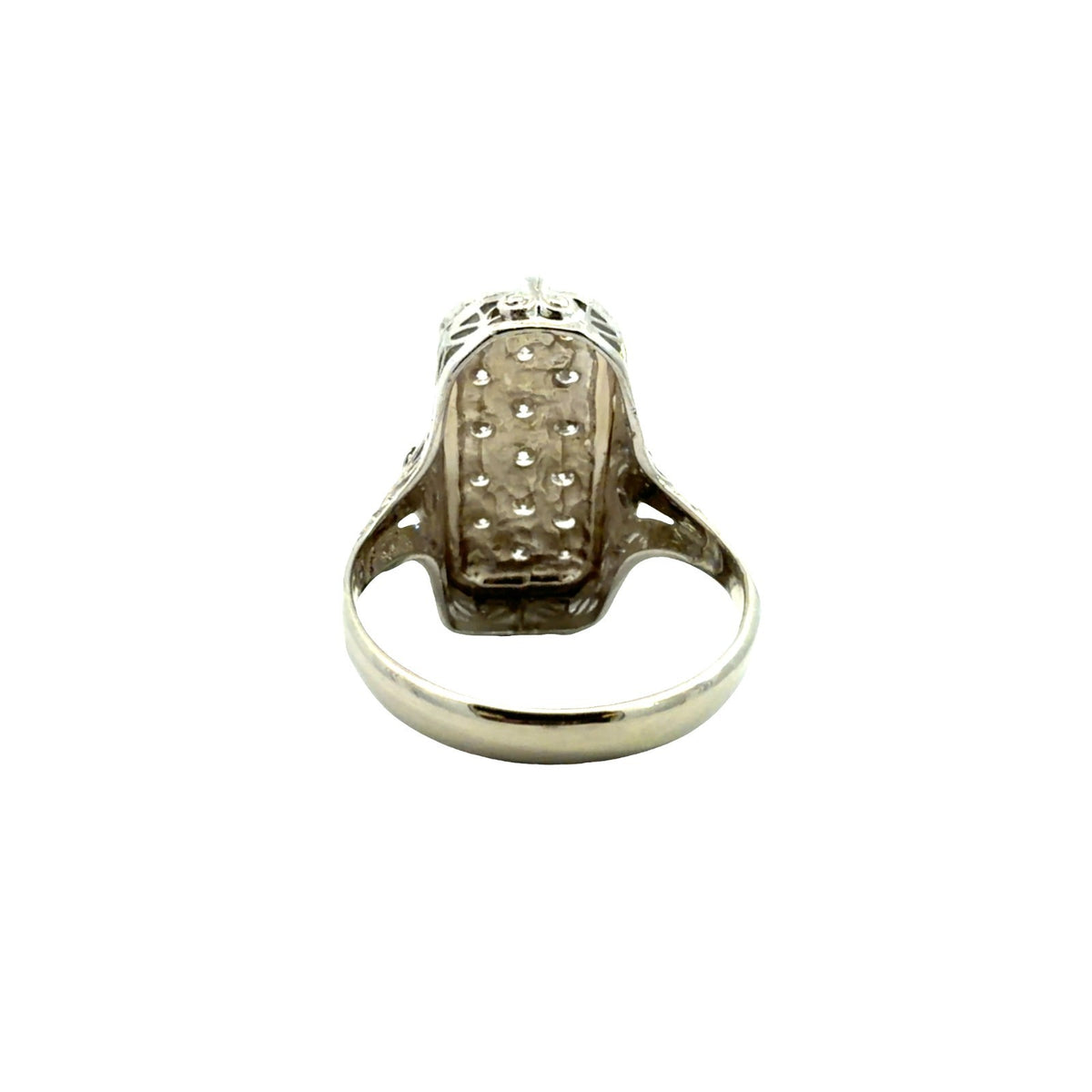 Vintage Art Deco 14k White Gold 0.54cttw Diamond Elongated Pave Cocktail Ring2