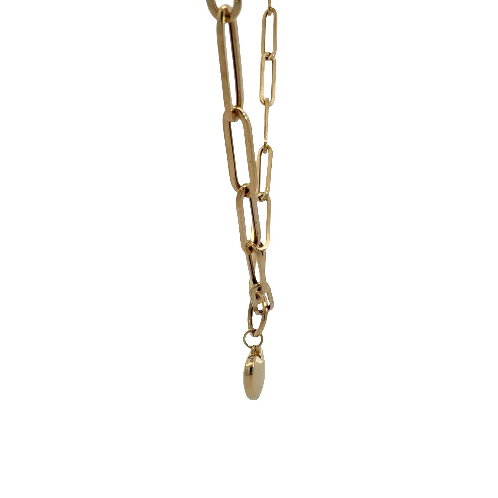 14k Yellow Gold Paperclip Chain with Heart Charm Necklace 18"2
