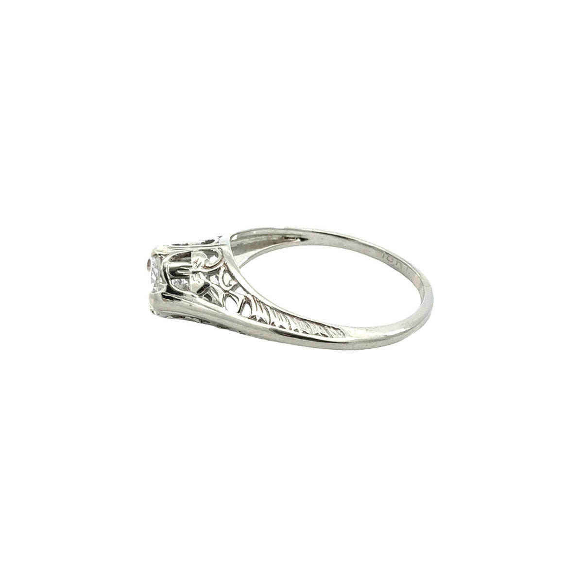 Vintage 18k White Gold 0.77tcw Diamond Solitaire Filigree Engagement Ring6