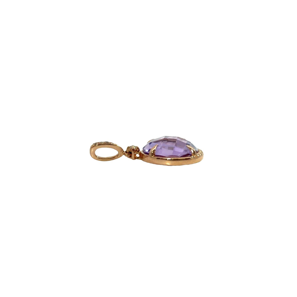14k Rose Gold 0.07cttw Diamond & 2.69tcw Faceted Amethyst Small Pendant4