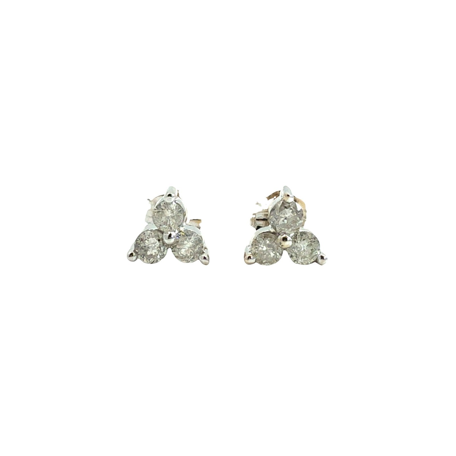 14k White Gold 0.27cttw Diamond Trefoil Cluster Stud Earrings0