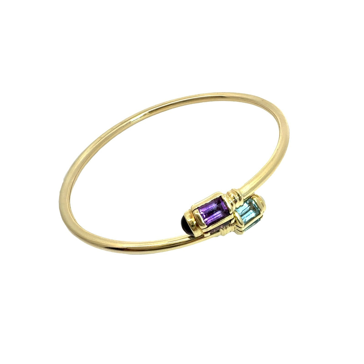14k Yellow Gold 1.16ctw Amethyst and 1.57ctw Topaz Flex Bangle0
