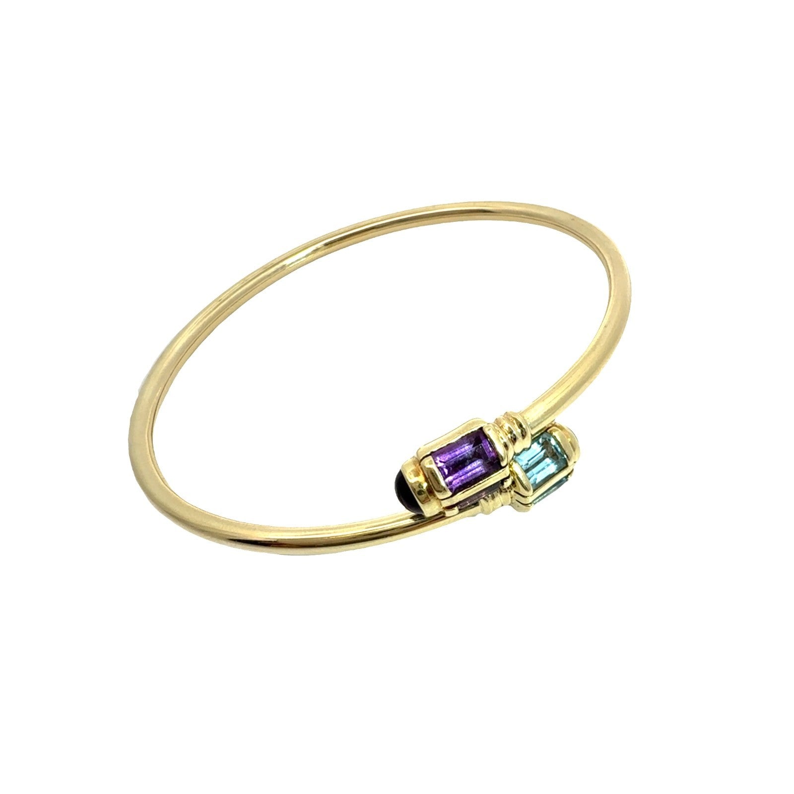 14k Yellow Gold 1.16ctw Amethyst and 1.57ctw Topaz Flex Bangle0
