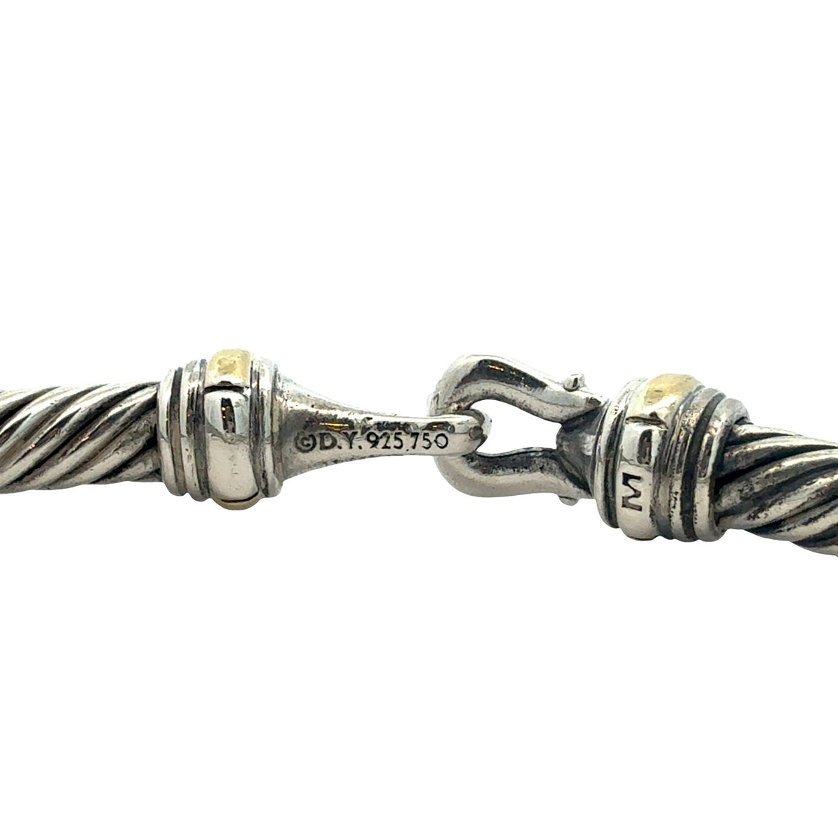 David Yurman Sterling Silver 18k Yellow Gold Buckle Classic Cable Bracelet 6