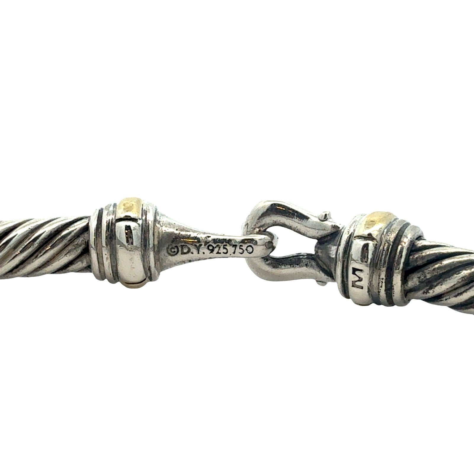 David Yurman Sterling Silver 18k Yellow Gold Buckle Classic Cable Bracelet 6