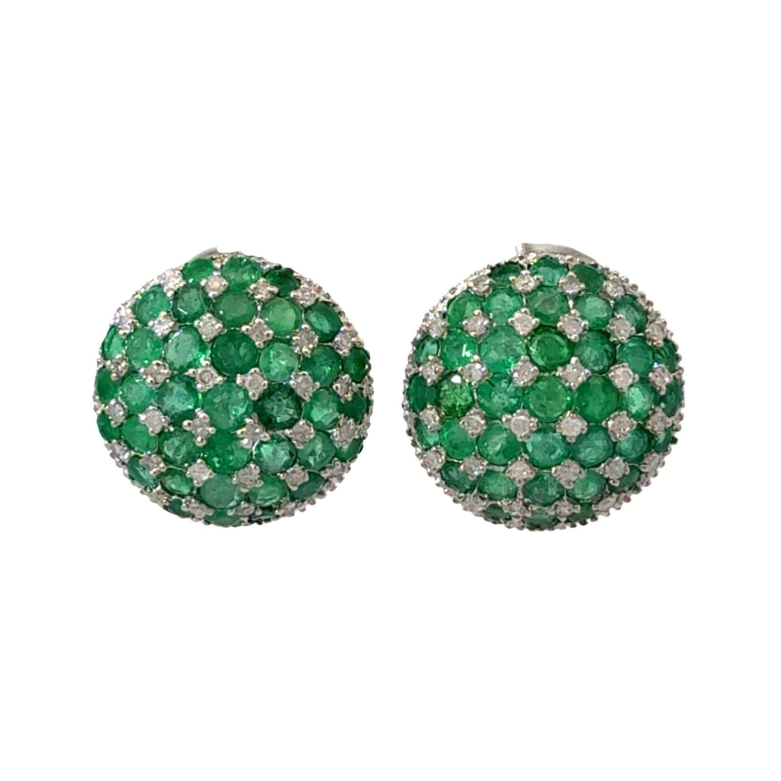 14k White Gold 1.86ctw Emerald and 0.32ctw Diamond Earrings0