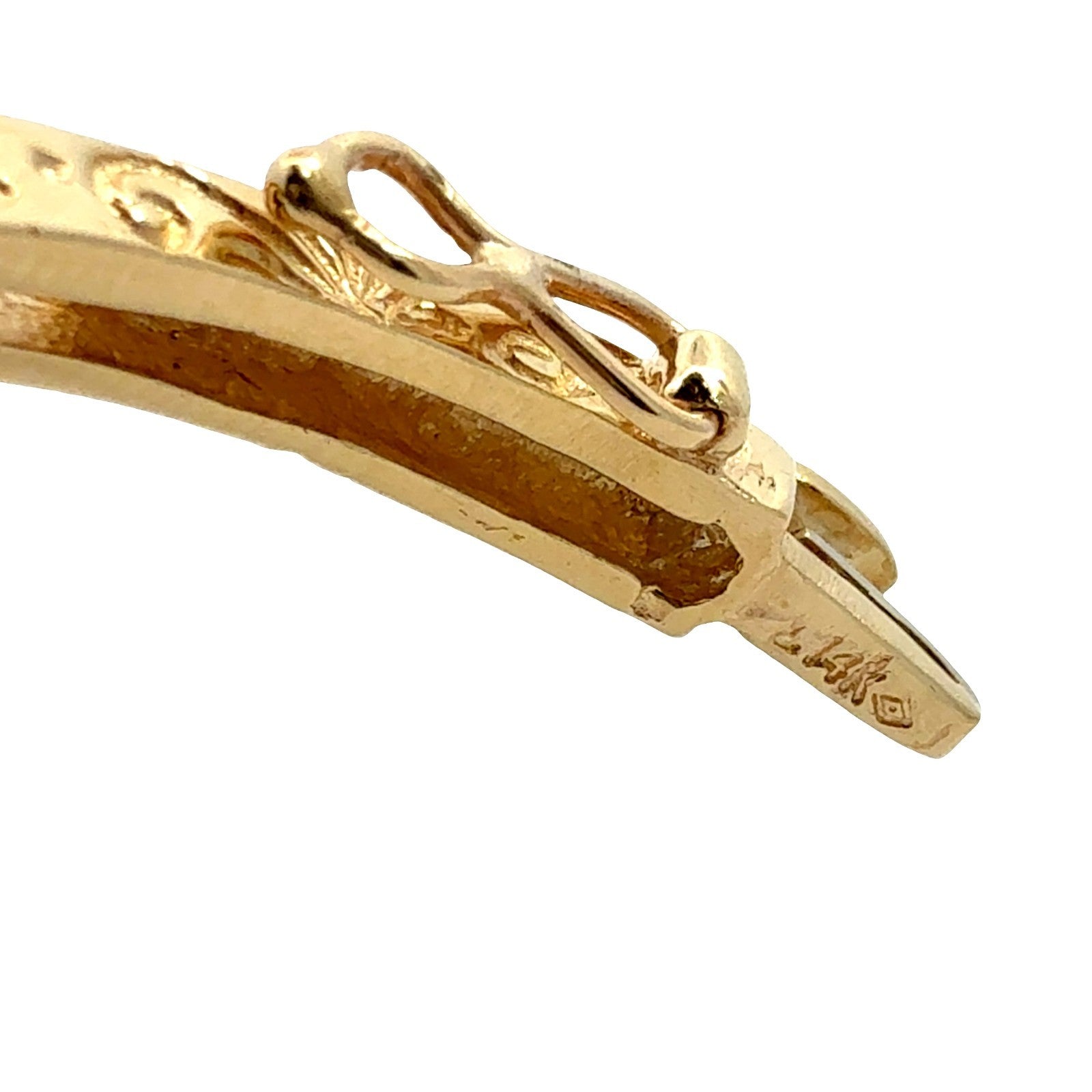 Vintage 13k Yellow Gold and 0.45cttw Diamond Filigree Hinged Bangle Bracelet6