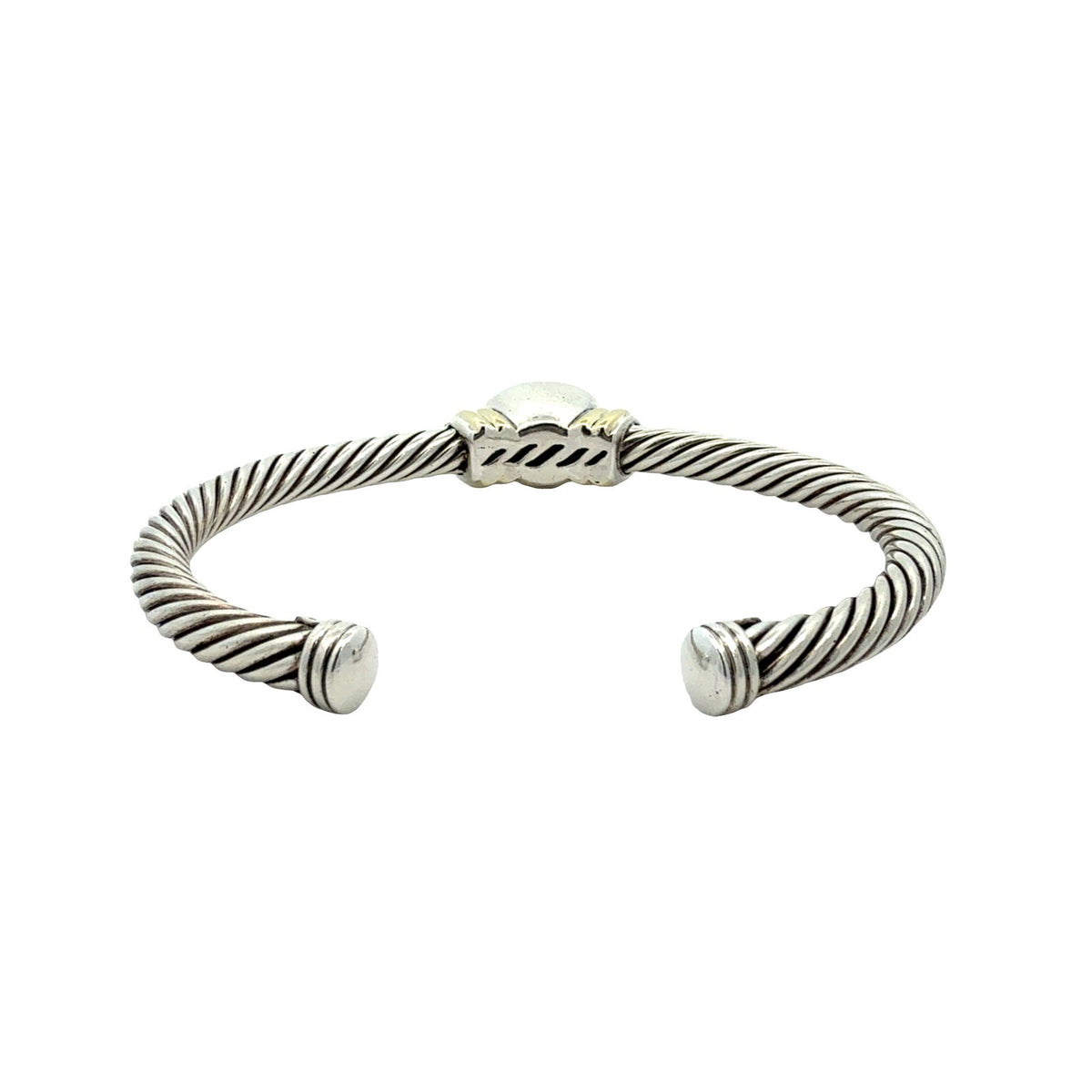 David Yurman Sterling Silver 14k Yellow Gold & Moonstone Cable Cuff Bracelet3