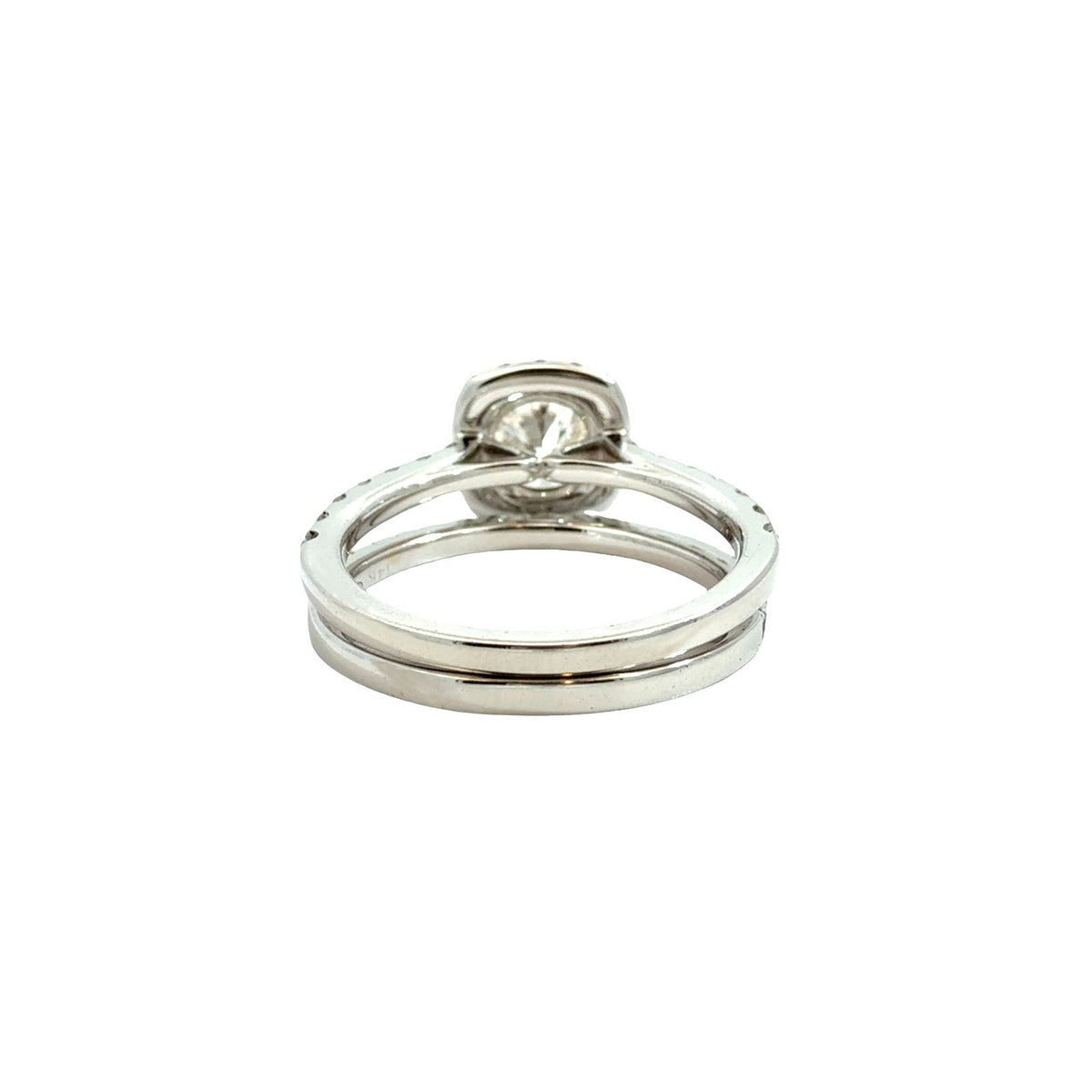 14k White Gold Lab-Grown 2.36cttw(1.41tcw) Round Diamond Cushion Halo Bridal Set4