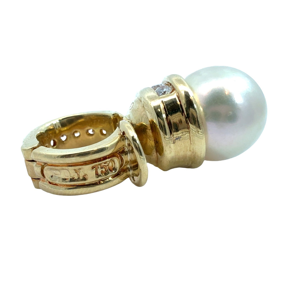 David Yurman 18k Yellow Gold Pearl and 0.32cttw Diamond Enhancer Pendant5