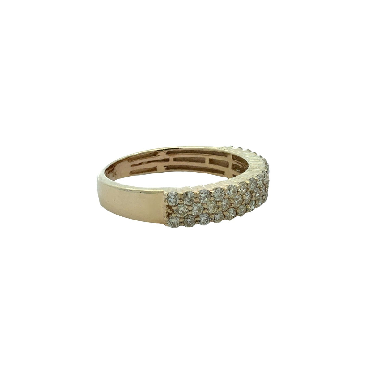 10k Yellow Gold Three-Row Pave 1.13cttw Diamond Band Ring Size 8.752