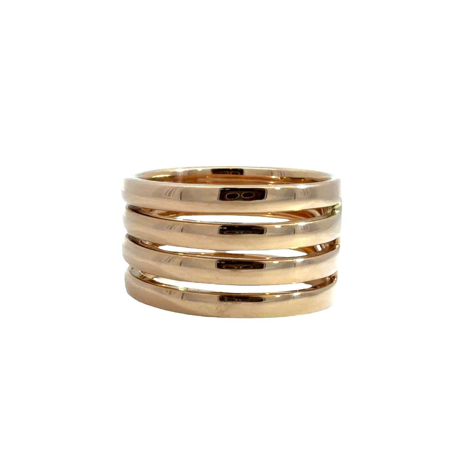 14k Rose Gold Ribbed Band Ring0