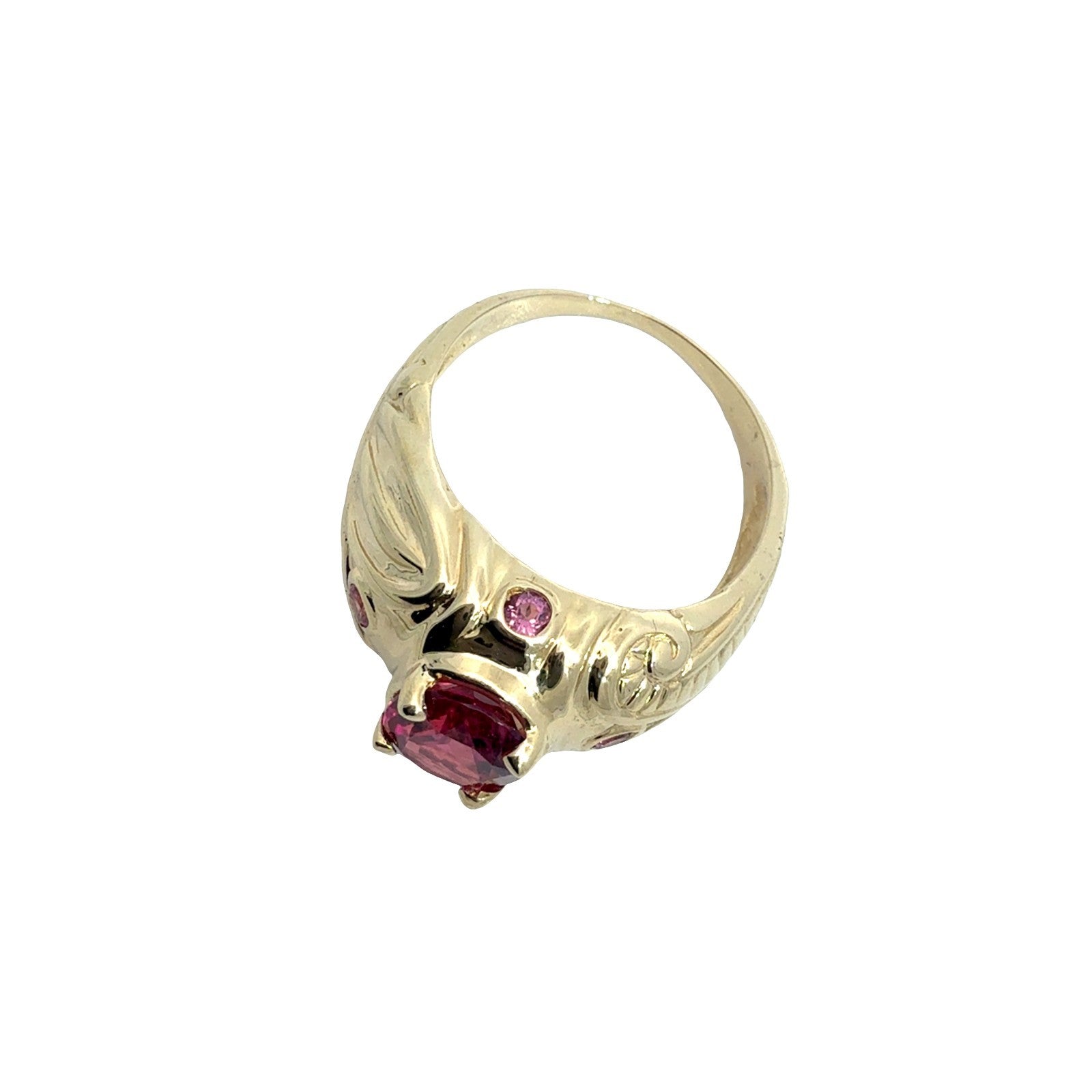 Vintage 14k Yellow Gold & 1.78cttw Pink Tourmaline Multistone Statement Ring 0