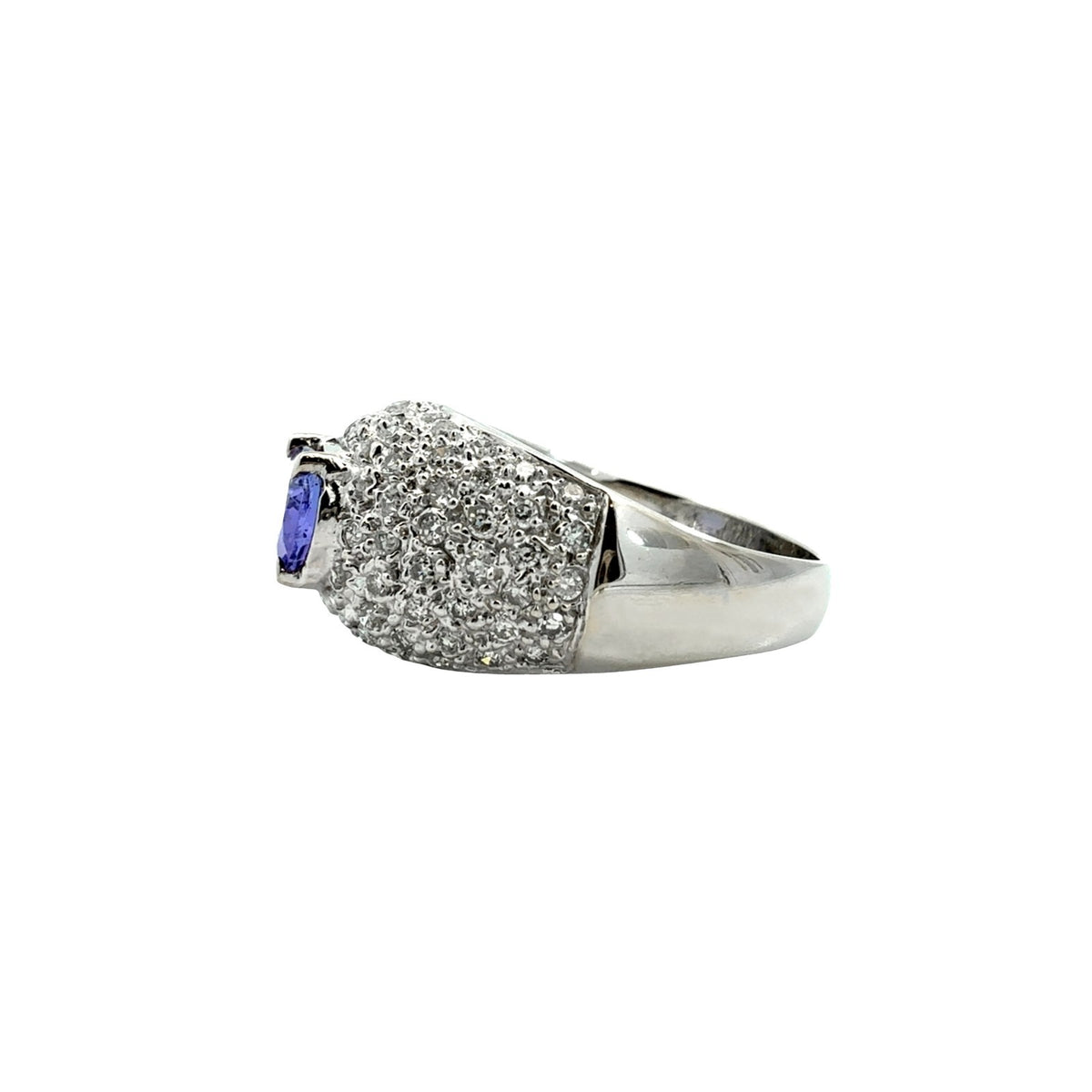 14k White Gold 0.96tcw Tanzanite and 0.47cttw Pave Diamond Dome Cocktail Ring4