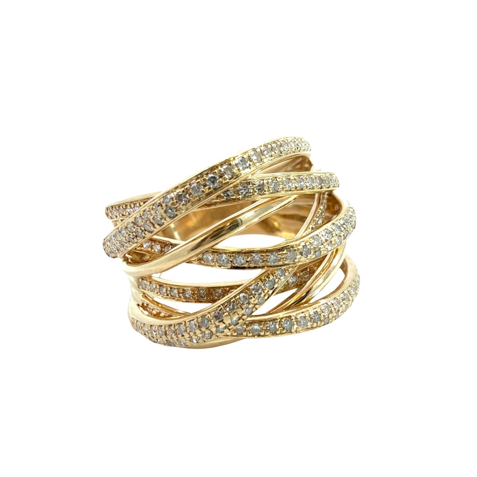 Effy 14k Yellow Gold & 0.90cttw Diamond Layered Crossover Ring Size 76