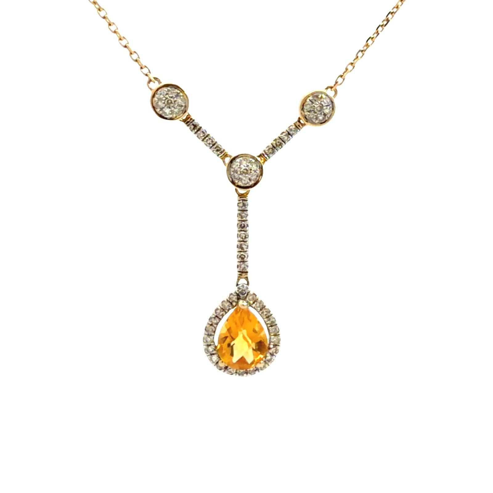 14k Yellow Gold Pendant Necklace with 1.17ctw Citrine and 0.36ctw Diamond0