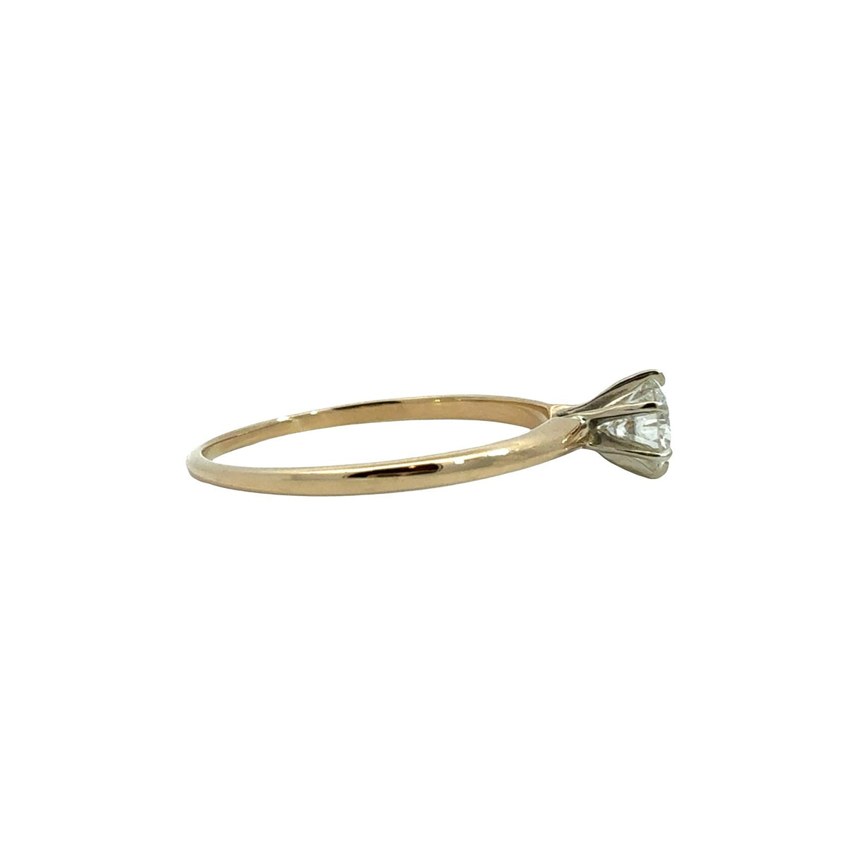 14k Yellow Gold 6 Prong Round 0.54tcw Diamond Engagement Ring Size 8.52