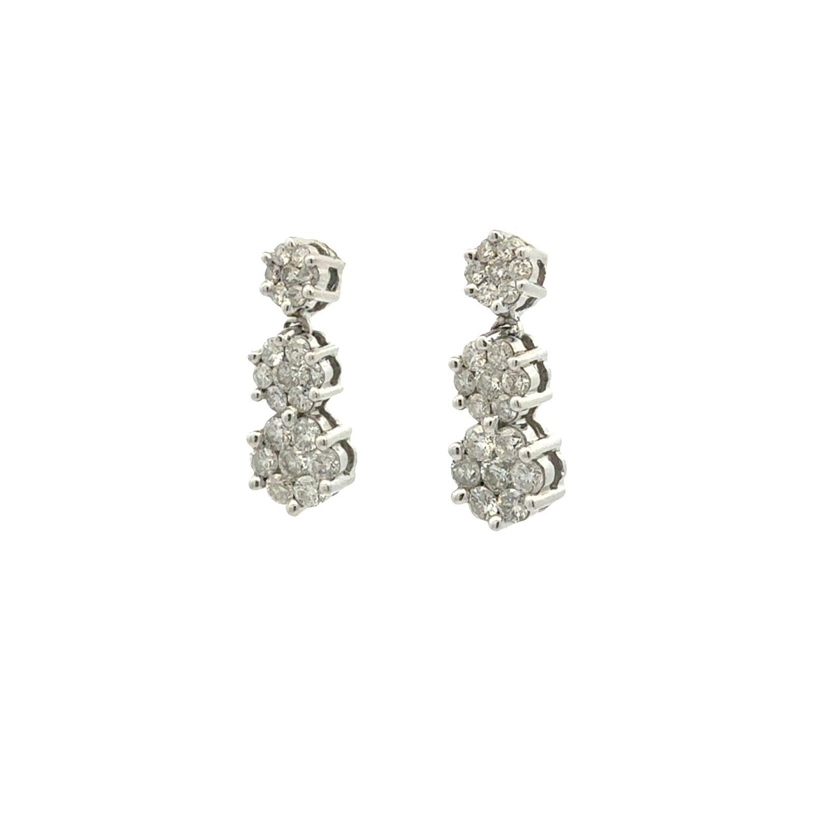 14k White Gold and 1.89ctw Diamond Tiered Floral Drop Earrings1