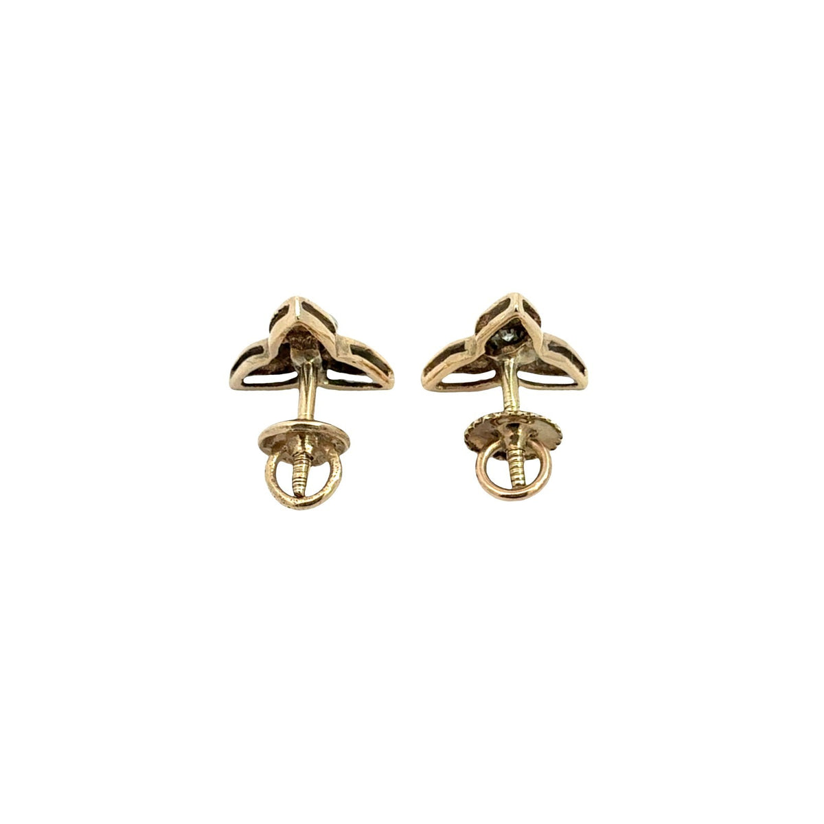 14k Yellow Gold Stamped 0.13cttw Diamond Two-Tone Floral Stud Earrings4