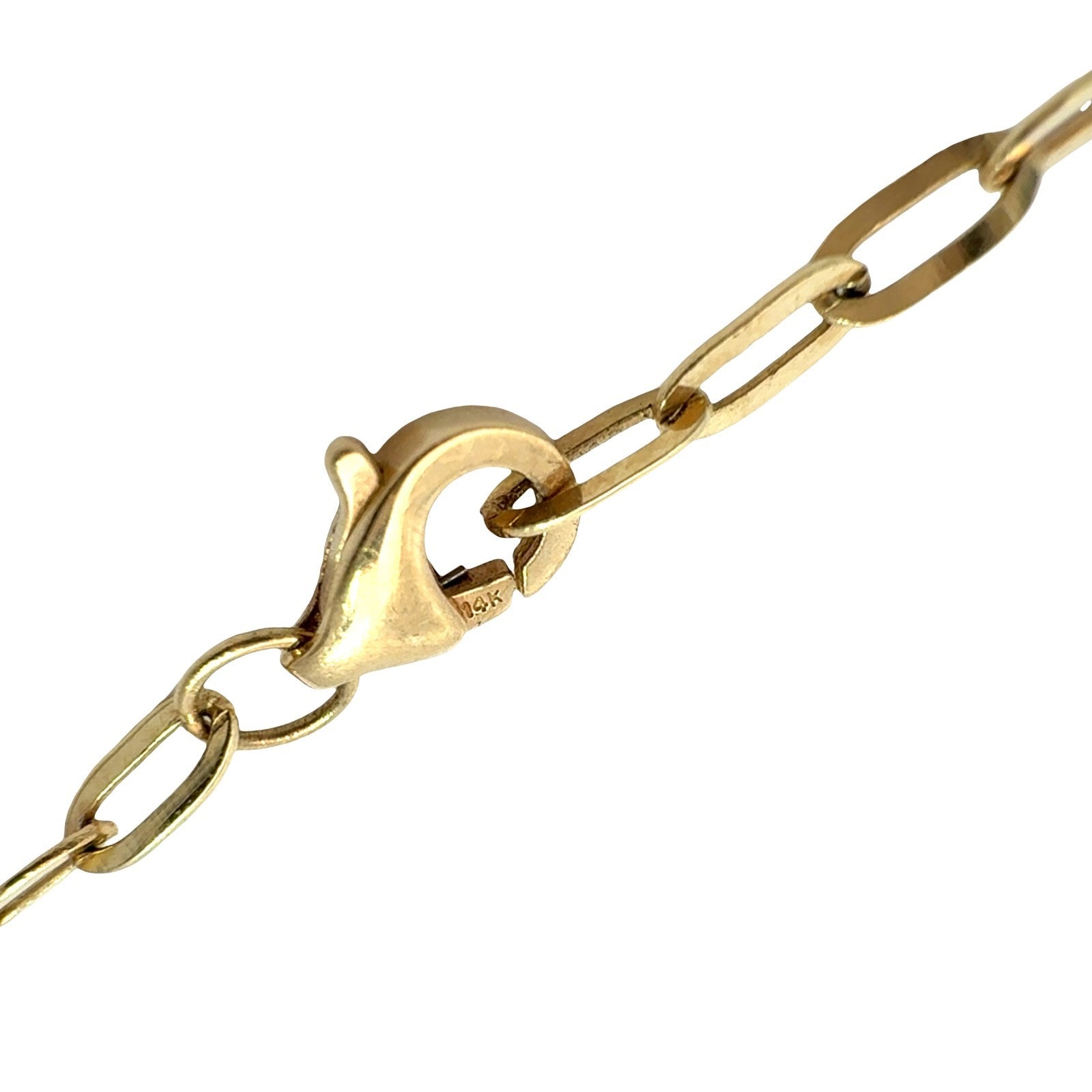 14k Yellow Gold & 0.26cttw Diamond Open Link Paperclip Chain Necklace 18"6