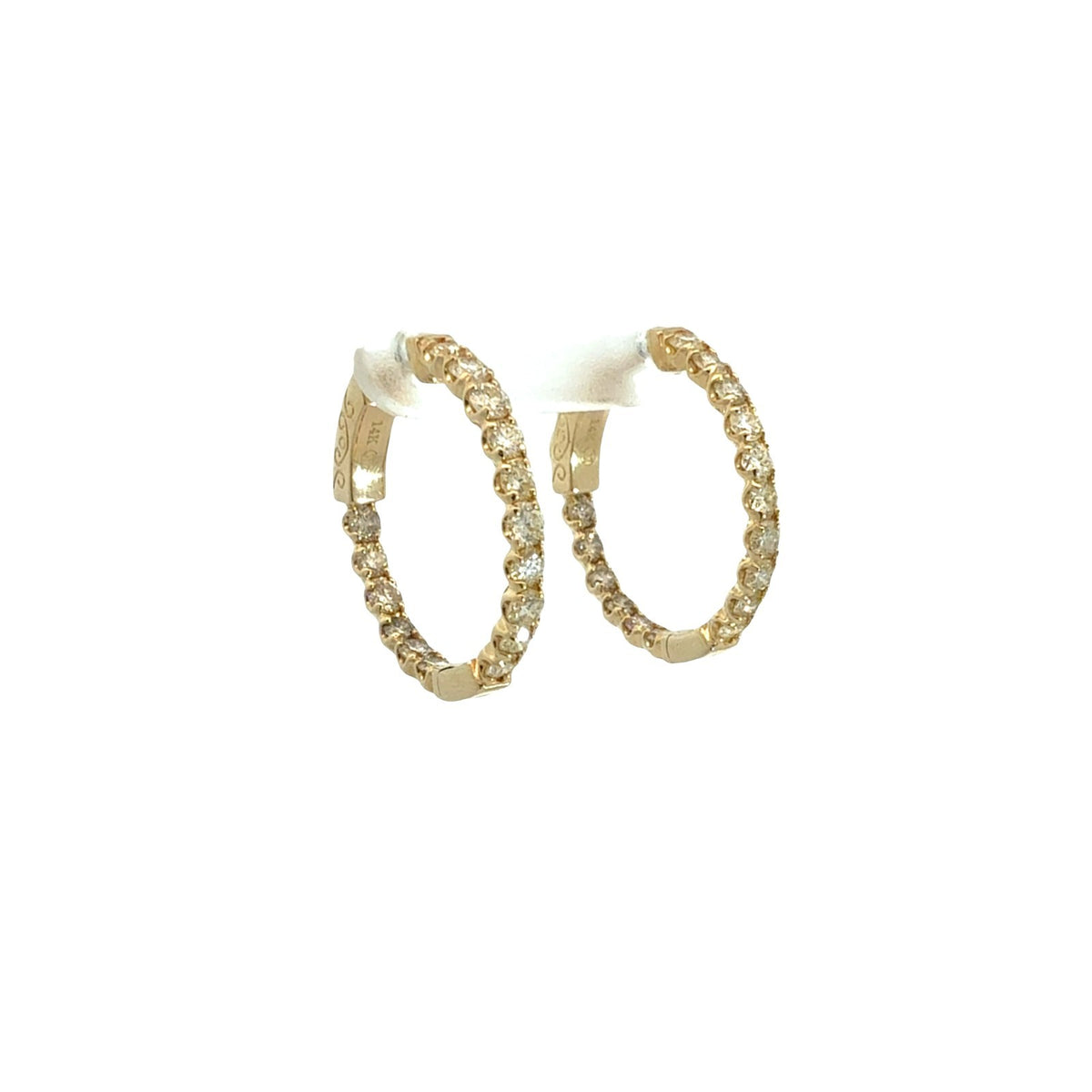 Heera Moti 14k Yellow Gold Inside-Out 1.44cttw Diamond Hoops2