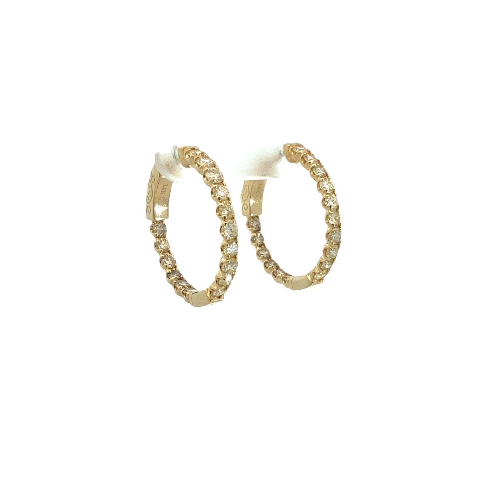 Heera Moti 14k Yellow Gold Inside-Out 1.44cttw Diamond Hoops2