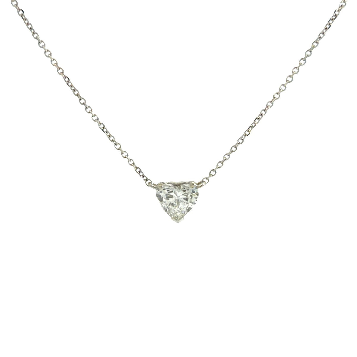 14k White Gold Heart-Cut Solitaire 2.29tcw Diamond Pendant Necklace 18"0